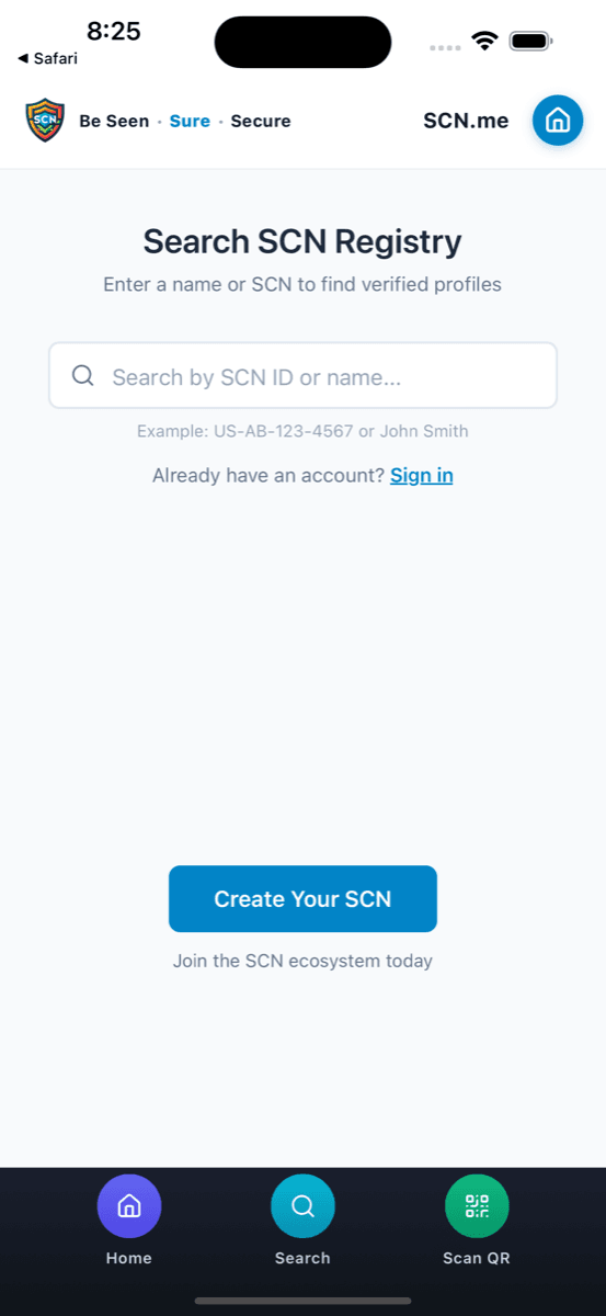 Public registry search, open without an account